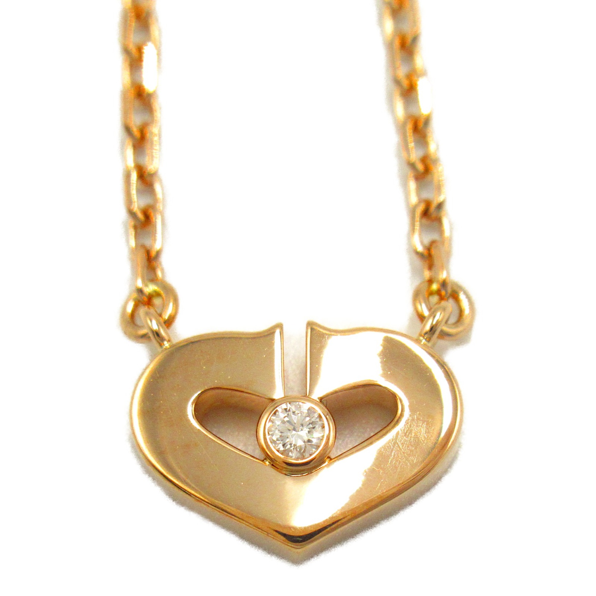 CARTIER C Heart Necklace Clear K18PG(Rose Gold) Clear