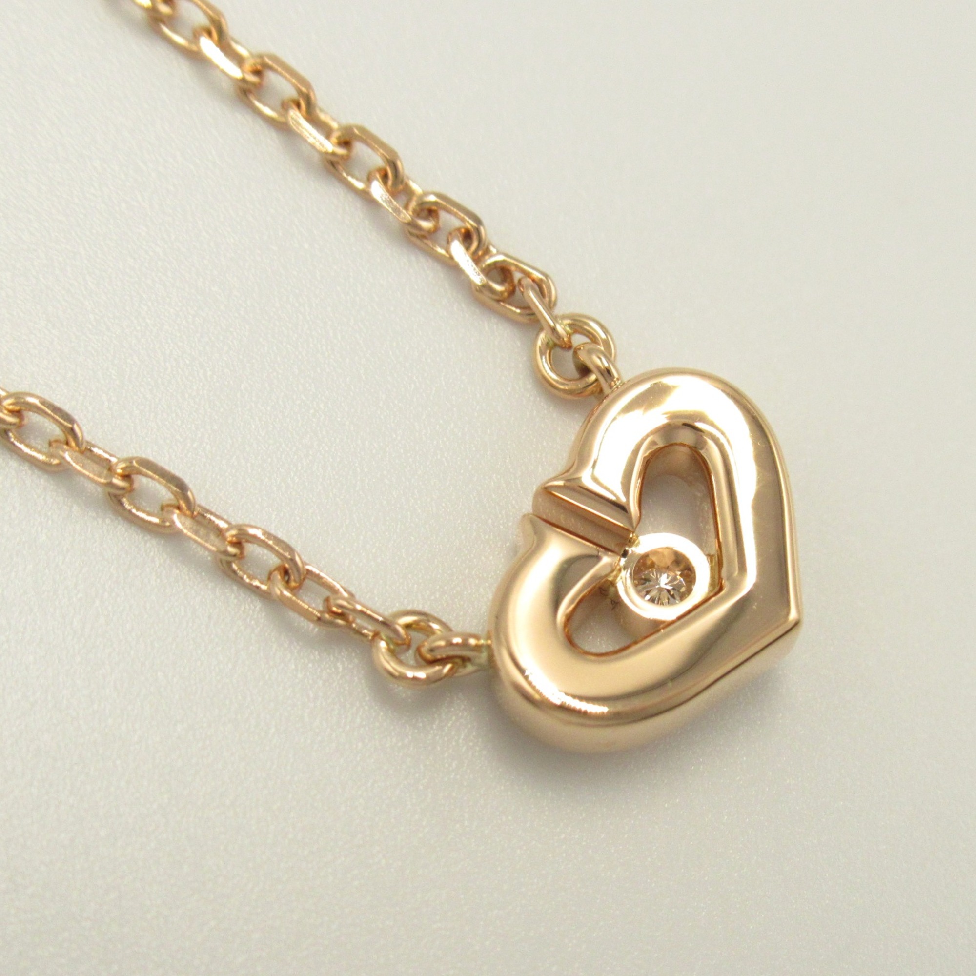 CARTIER C Heart Necklace Clear K18PG(Rose Gold) Clear