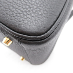 HERMES Lindy Mini Black Shoulder Bag Black Noir Taurillon Clemence leather