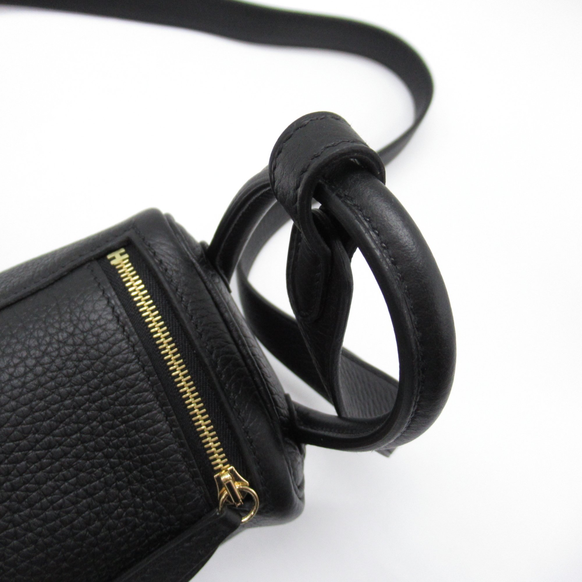 HERMES Lindy Mini Black Shoulder Bag Black Noir Taurillon Clemence leather