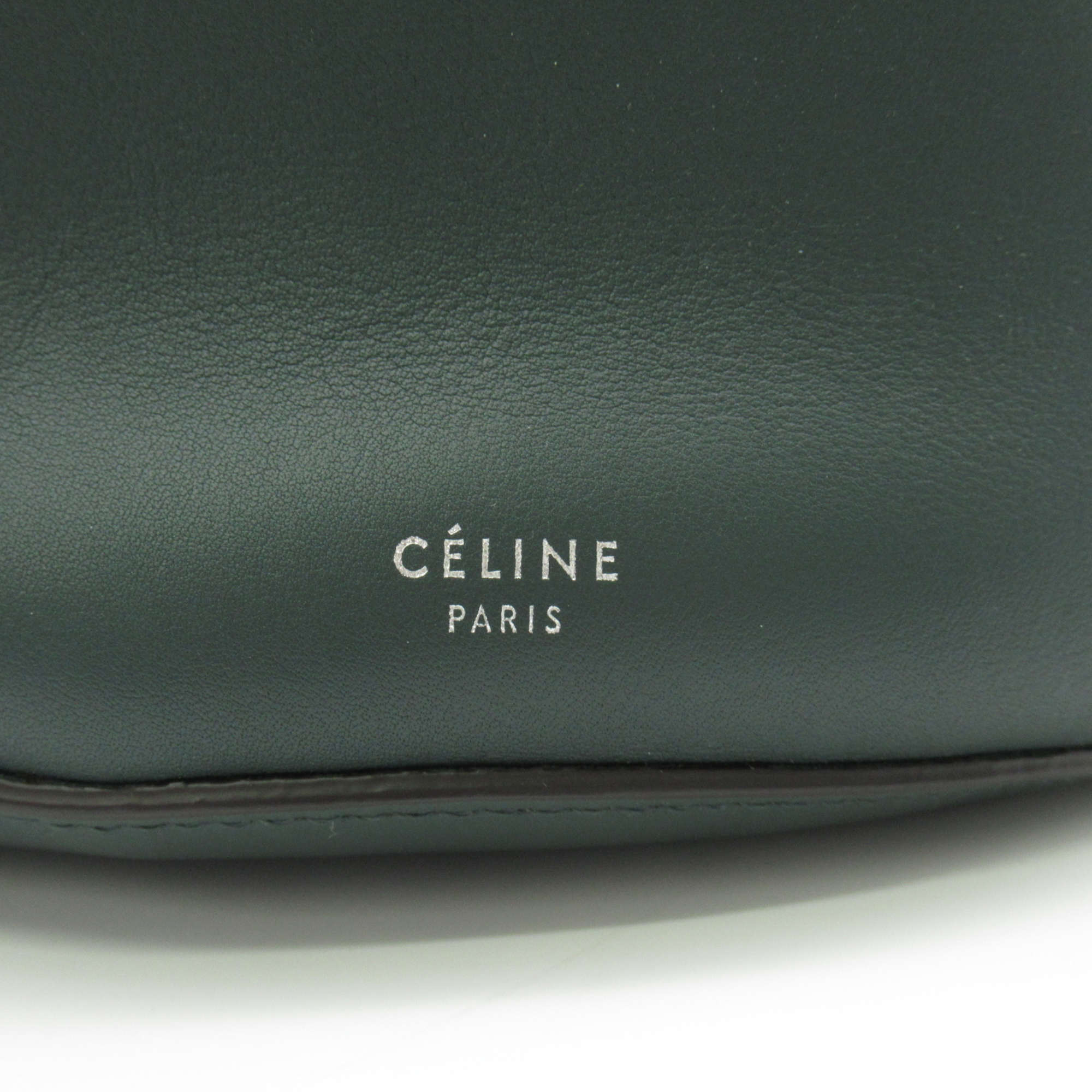 CELINE Big bag bucket Shoulder Bag Green leather 183343