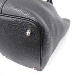 HERMES Picotin Lock MM Black Noir Taurillon Clemence Calfskin (cowhide)