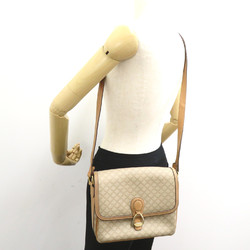 CELINE Shoulder Bag Beige PVC coated canvas leather