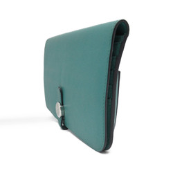 HERMES Dogon Long Vert Bifold Long Wallet Green Vert Veron leather Evercolor