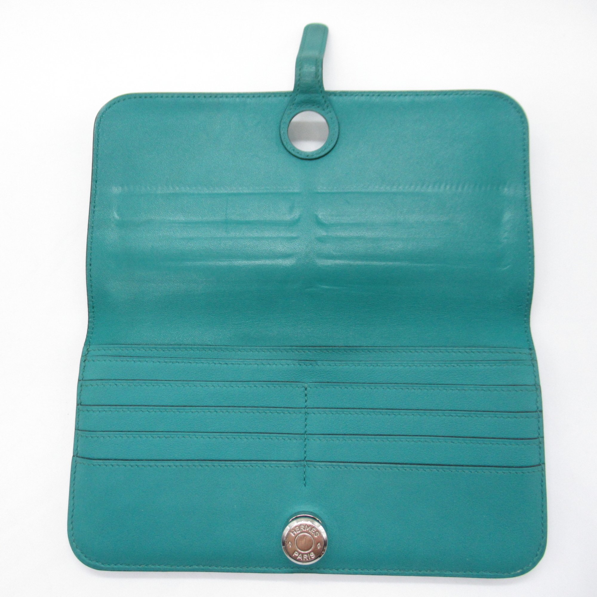 HERMES Dogon Long Vert Bifold Long Wallet Green Vert Veron leather Evercolor