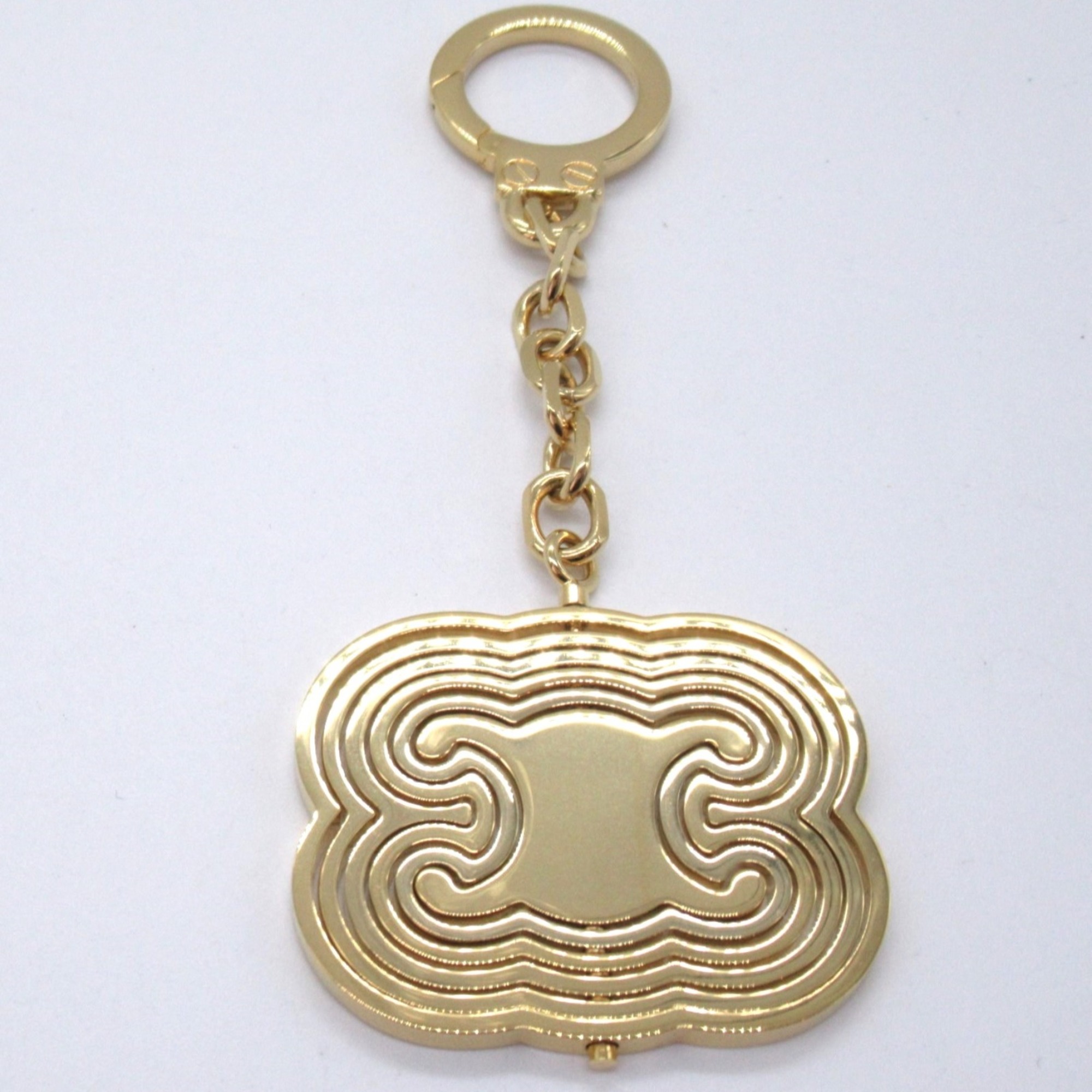 CELINE Triomphe key chain Gold brass 49I556BRA35OR