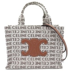 CELINE Small Hippo Tice White Brown canvas