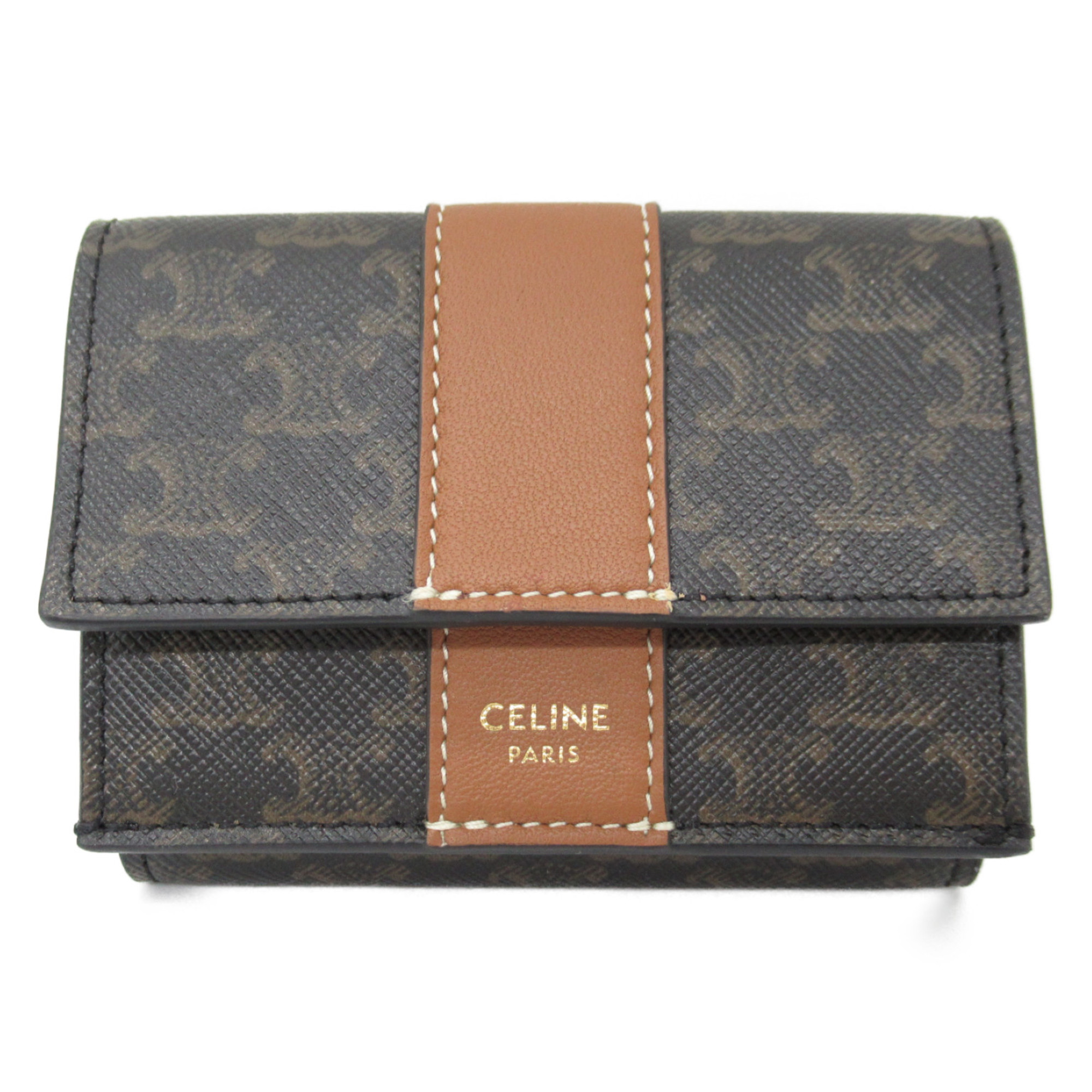 CELINE Double SidedWallet Black Brown canvas