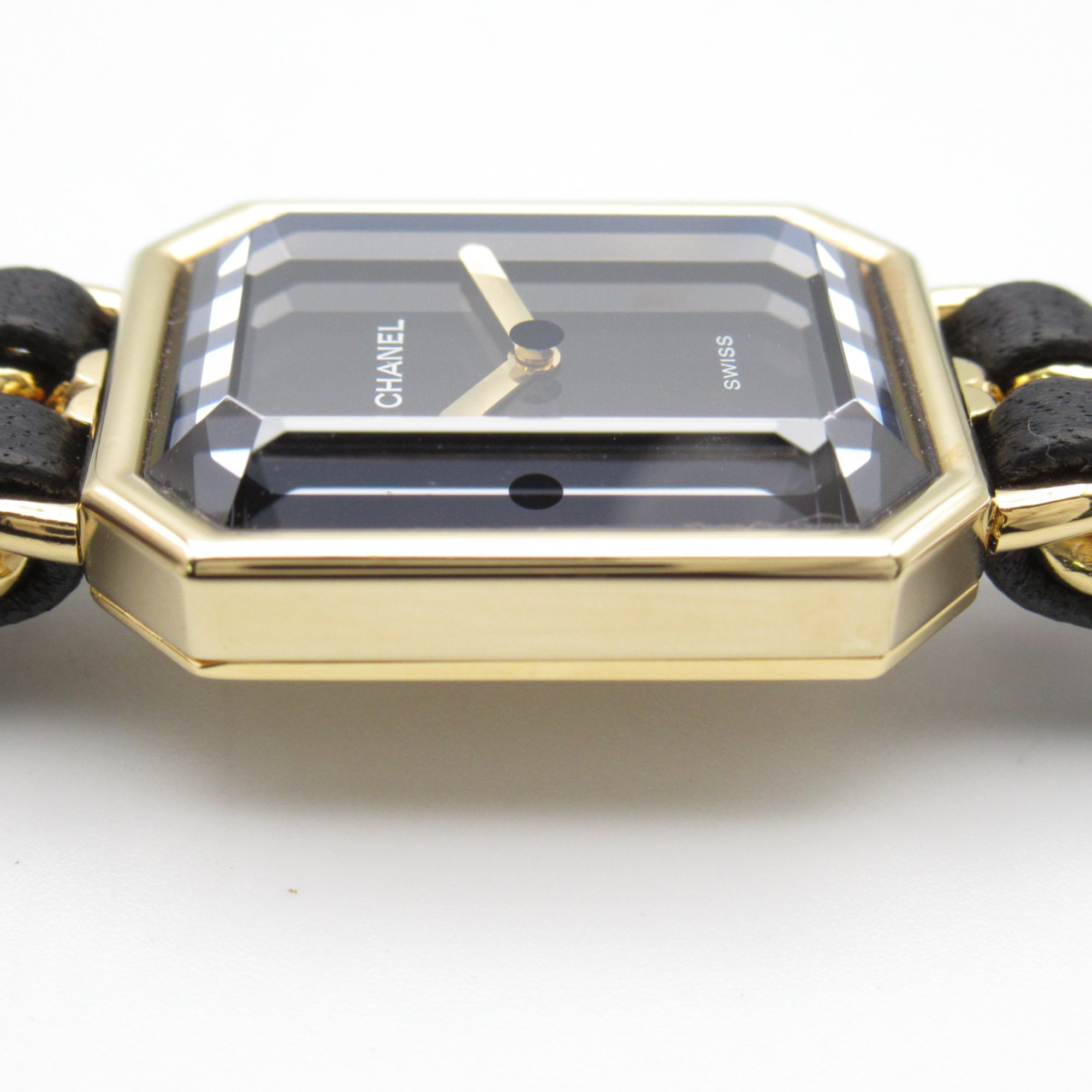 CHANEL Premiere L Wrist Watch H0001 Quartz Black Gold Plated Leather belt H0001