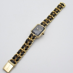 CHANEL Premiere L Wrist Watch H0001 Quartz Black Gold Plated Leather belt H0001