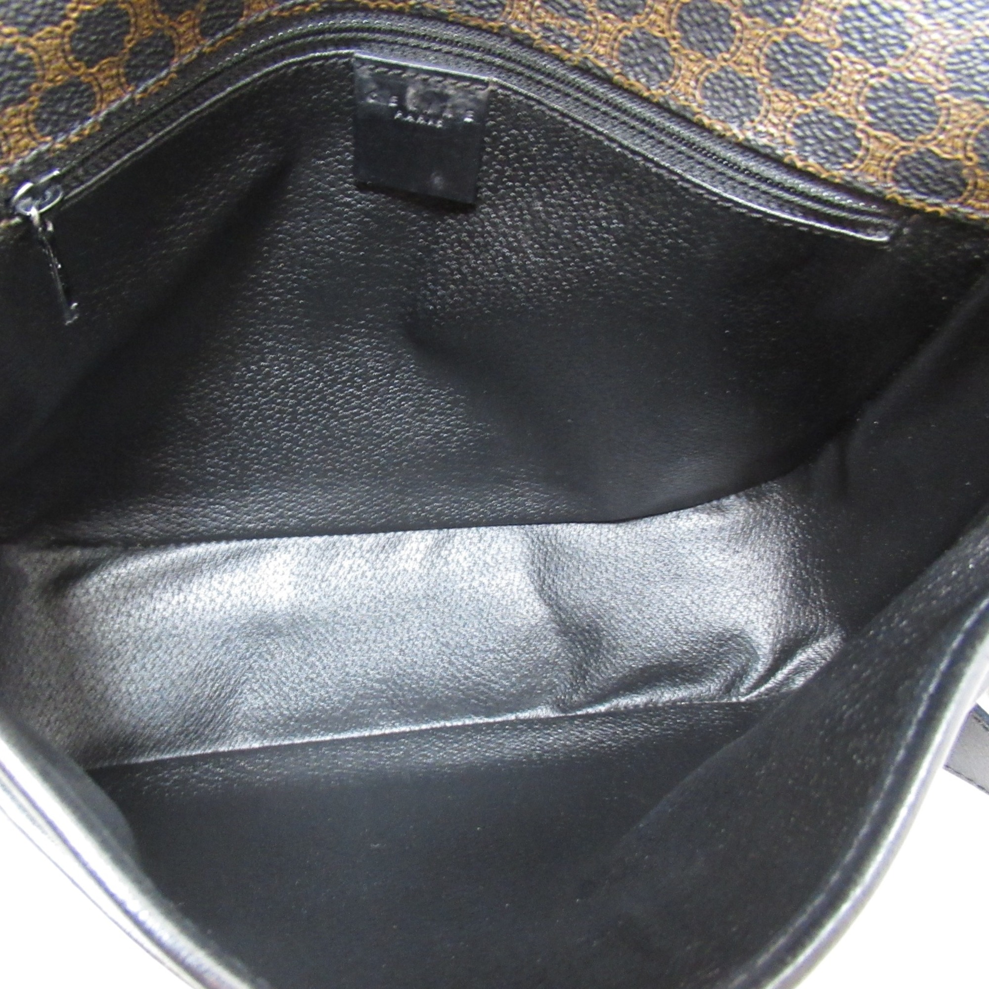 CELINE Macadam pattern Shoulder Bag Black Brown PVC coated canvas