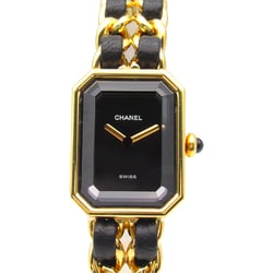 CHANEL Premiere XL Wrist Watch H0001 Quartz Black Gold Plated Leather belt H0001