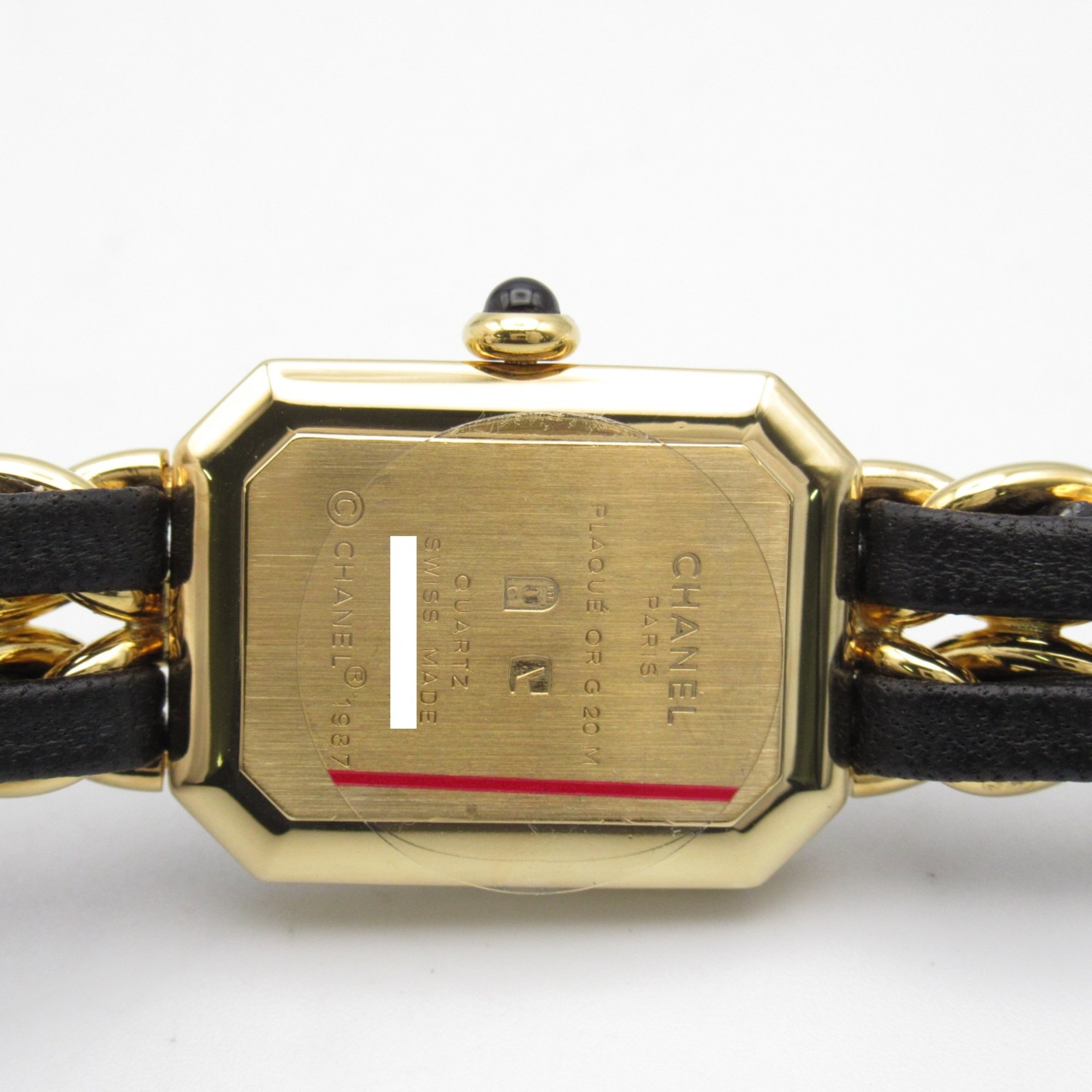 CHANEL Premiere XL Wrist Watch H0001 Quartz Black Gold Plated Leather belt H0001