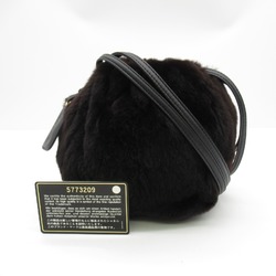 CHANEL drawstring pochette Black leather Lapin A13364