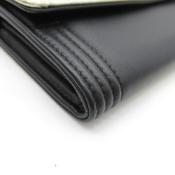 CHANEL Bifold long wallet Black Lambskin (sheep leather) Calfskin (cowhide)