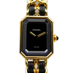 CHANEL Premiere L Wrist Watch H0001 Quartz Black Gold Plated Leather belt H0001