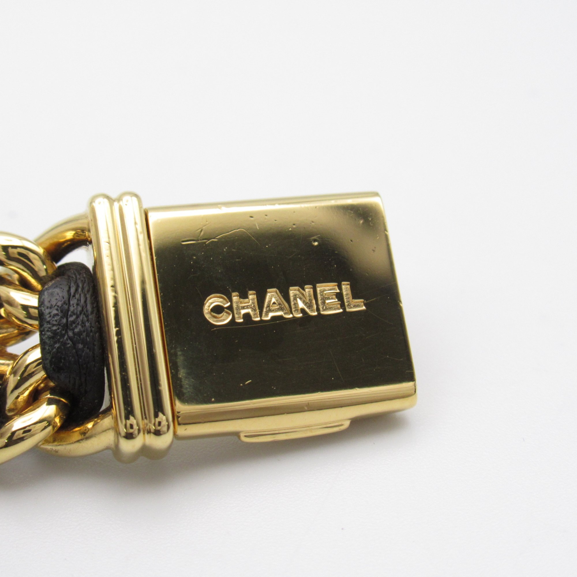 CHANEL Premiere L Wrist Watch H0001 Quartz Black Gold Plated Leather belt H0001