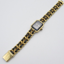 CHANEL Premiere L Wrist Watch H0001 Quartz Black Gold Plated Leather belt H0001