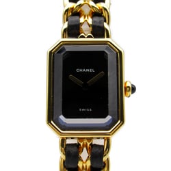 CHANEL Premiere L Wrist Watch H0001 Quartz Black Gold Plated Leather belt H0001