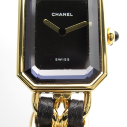 CHANEL Premiere L Wrist Watch H0001 Quartz Black Gold Plated Leather belt H0001