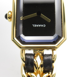 CHANEL Premiere L Wrist Watch H0001 Quartz Black Gold Plated Leather belt H0001