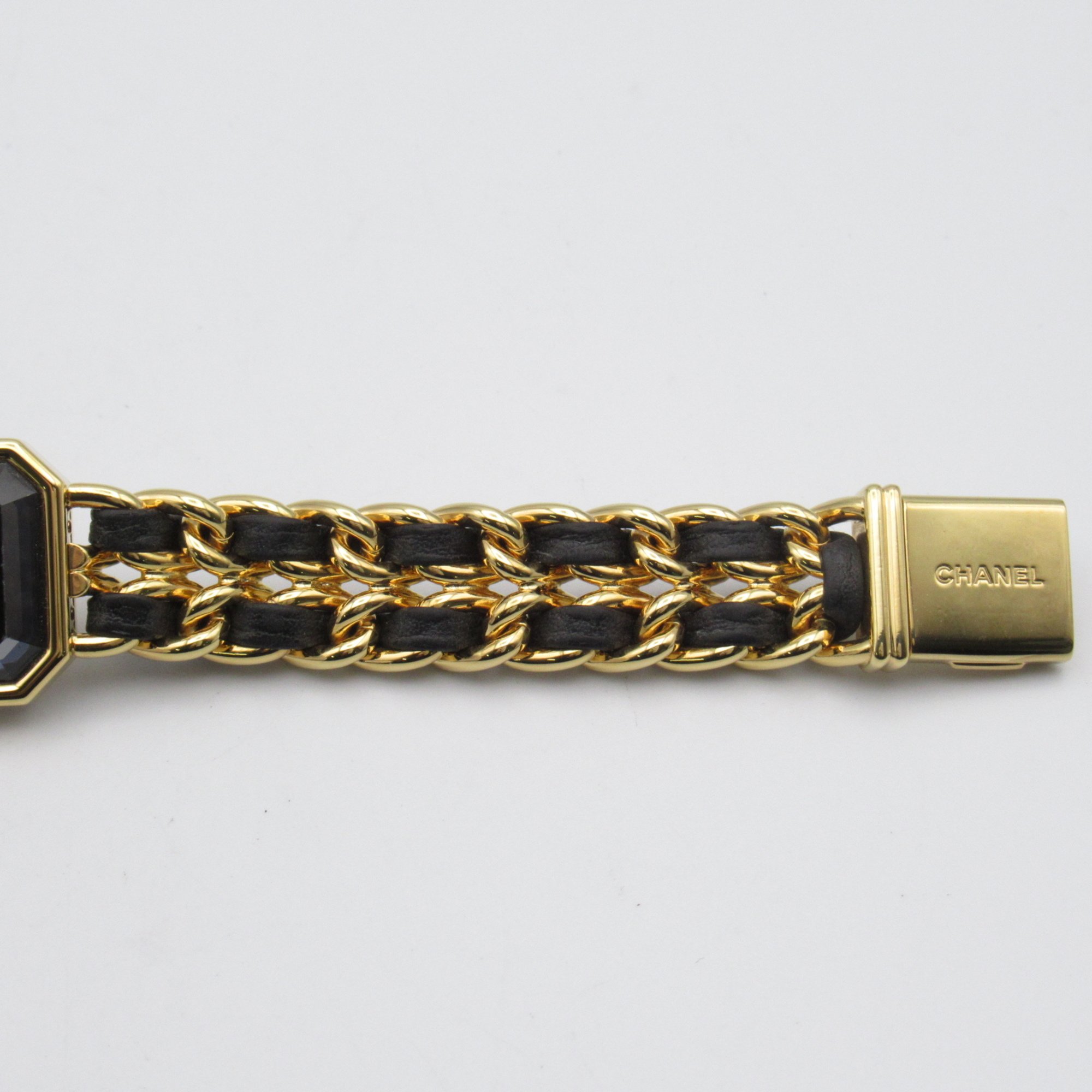 CHANEL Premiere L Wrist Watch H0001 Quartz Black Gold Plated Leather belt H0001