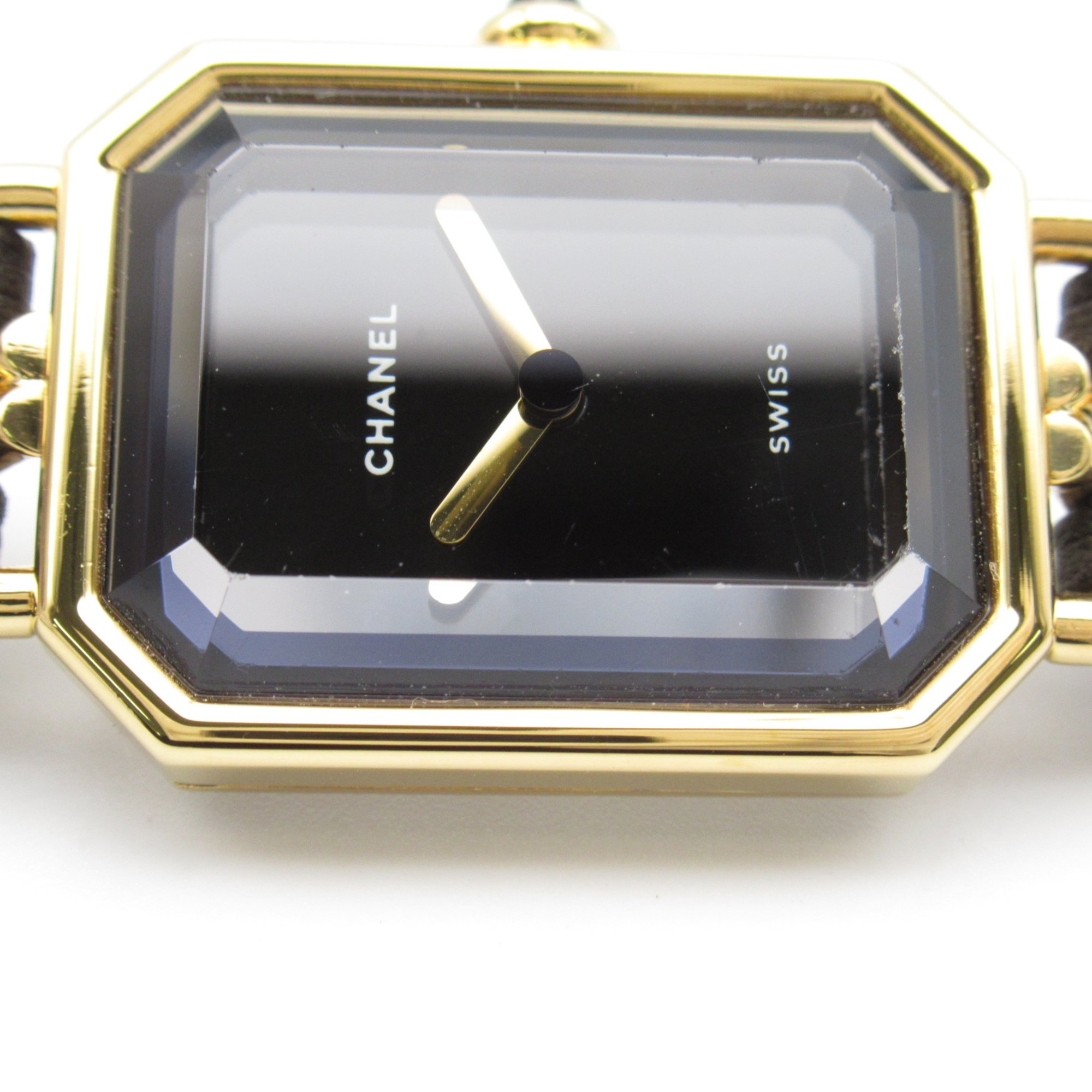 CHANEL Premiere L Wrist Watch H0001 Quartz Black Gold Plated Leather belt H0001