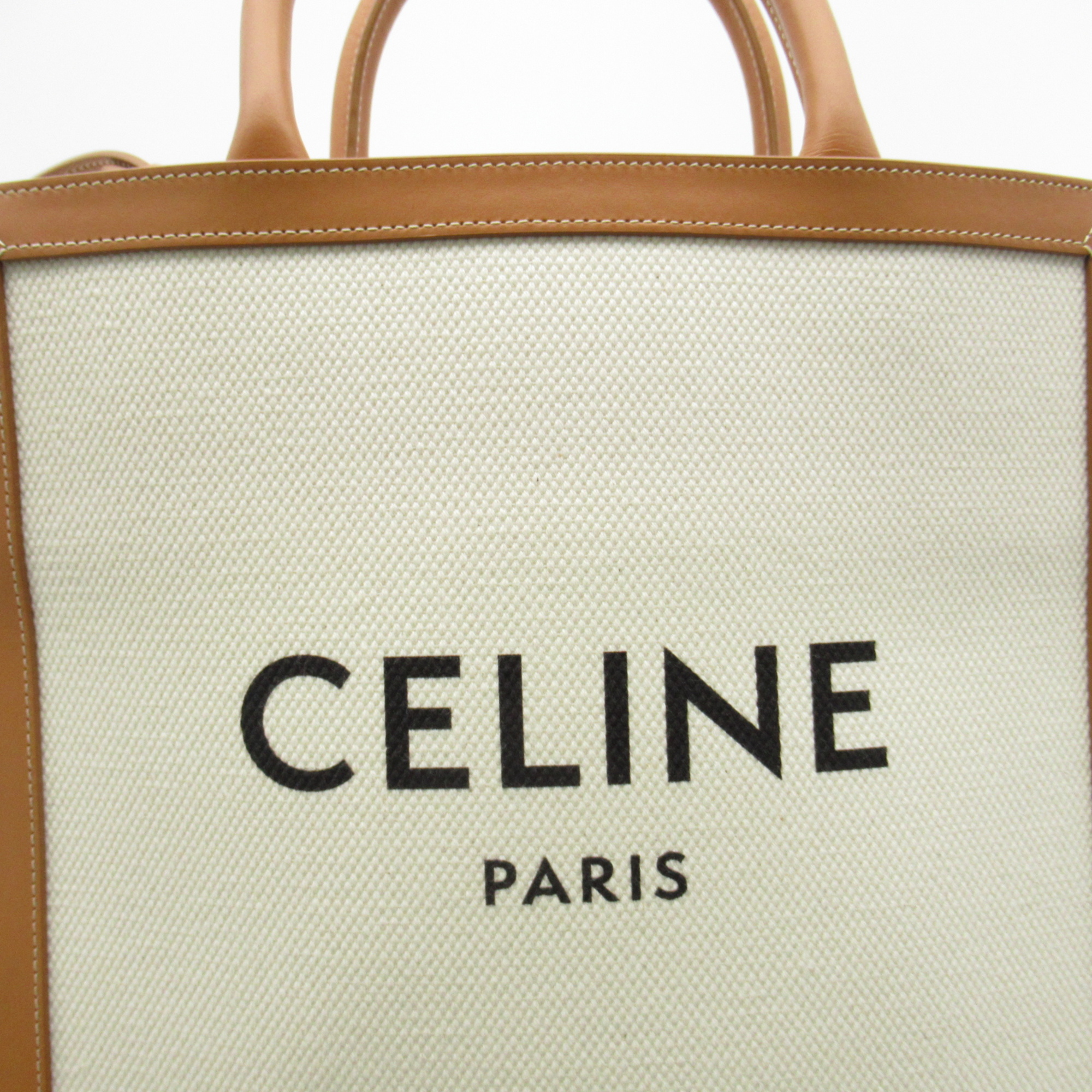 CELINE Vertical Hippo Small White Brown canvas