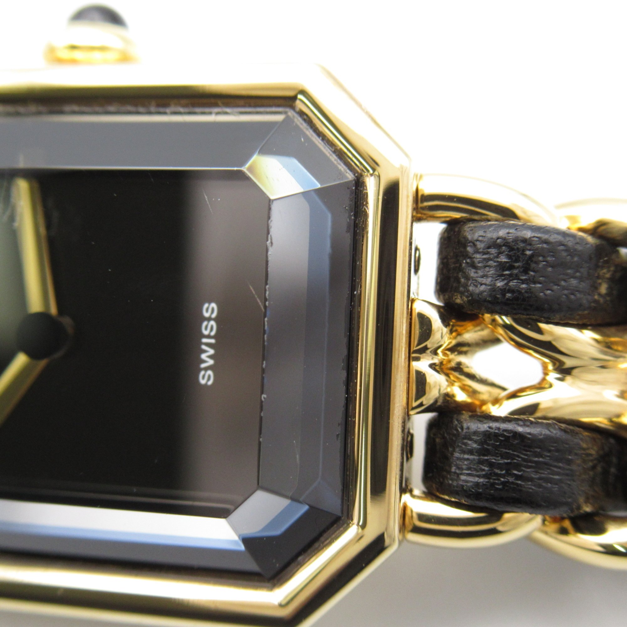 CHANEL Premiere L Wrist Watch H0001 Quartz Black Gold Plated Leather belt H0001