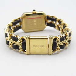 CHANEL Premiere L Wrist Watch H0001 Quartz Black Gold Plated Leather belt H0001