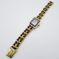 CHANEL Premiere L Wrist Watch H0001 Quartz Black Gold Plated Leather belt H0001