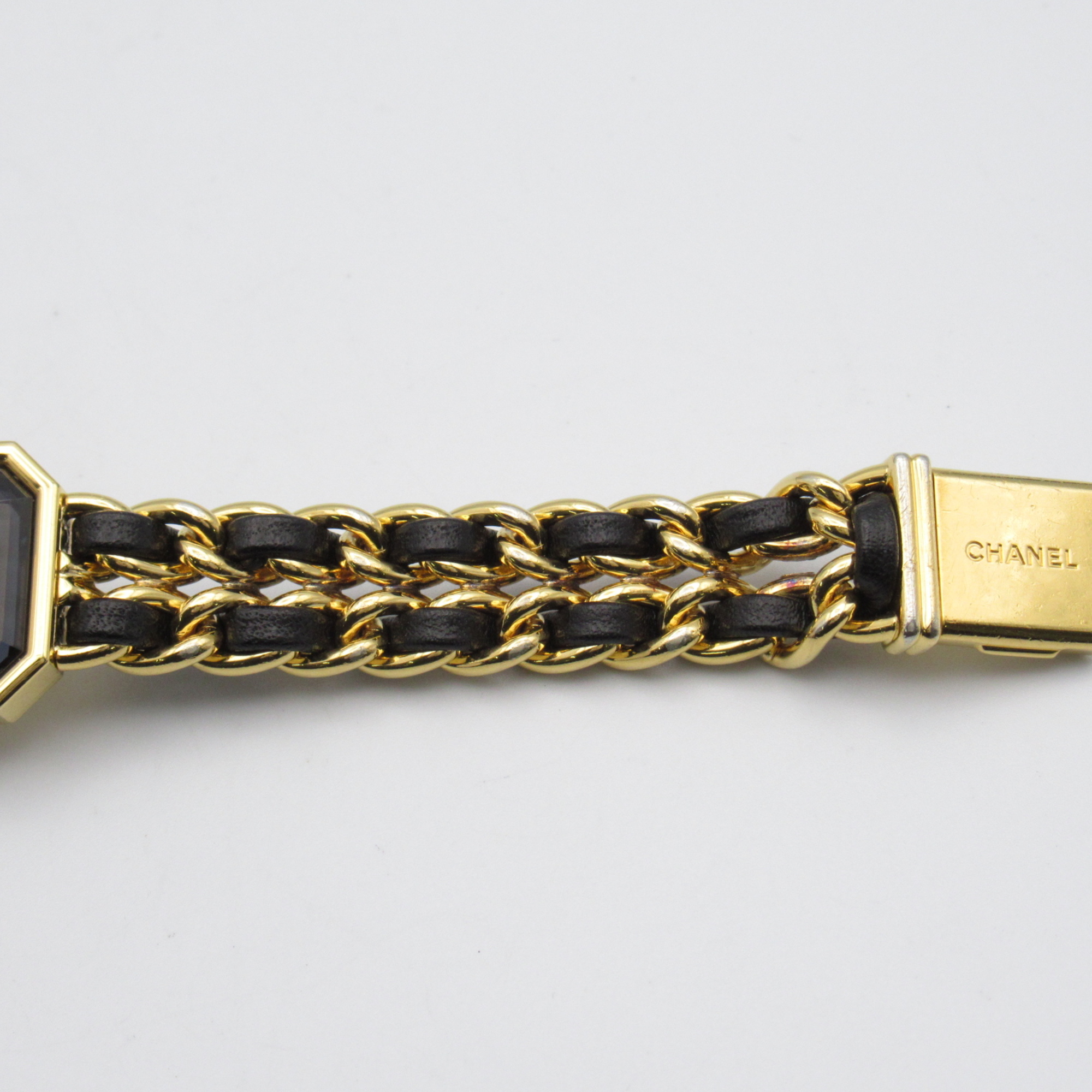 CHANEL Premiere L Wrist Watch H0001 Quartz Black Gold Plated Leather belt H0001