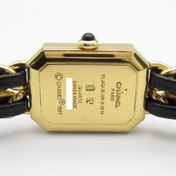 CHANEL Premiere L Wrist Watch H0001 Quartz Black Gold Plated Leather belt H0001