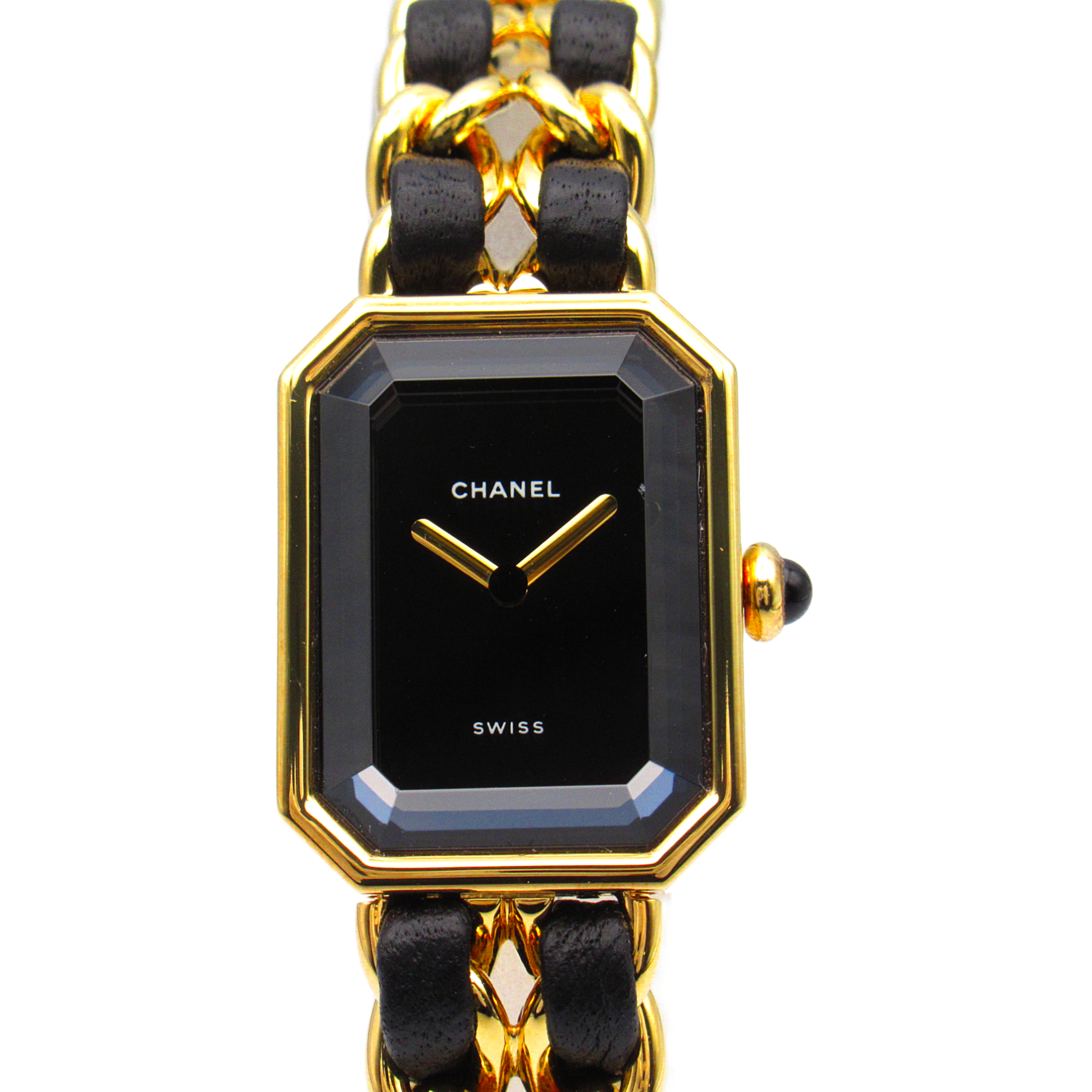 CHANEL Premiere L Wrist Watch H0001 Quartz Black Gold Plated Leather belt H0001