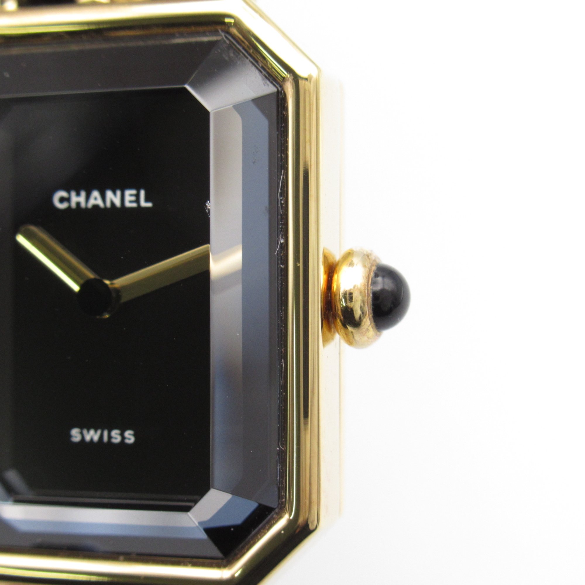 CHANEL Premiere L Wrist Watch H0001 Quartz Black Gold Plated Leather belt H0001