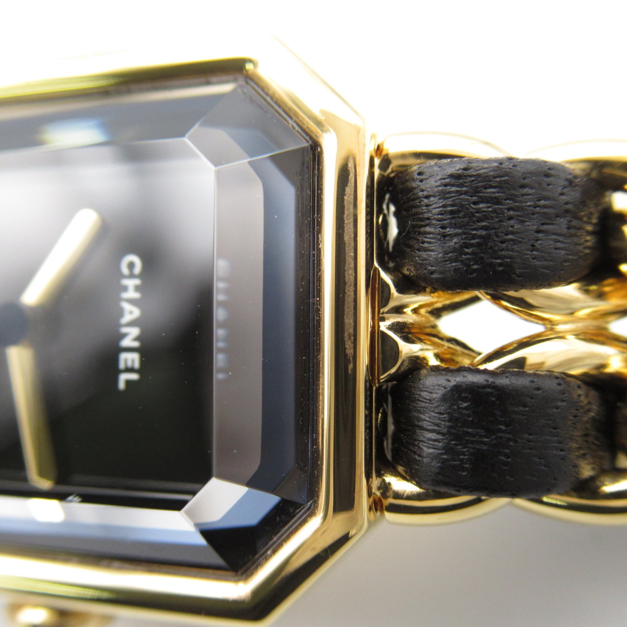 CHANEL Premiere L Wrist Watch H0001 Quartz Black Gold Plated Leather belt H0001