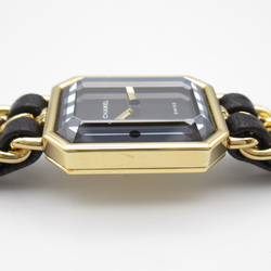 CHANEL Premiere L Wrist Watch H0001 Quartz Black Gold Plated Leather belt H0001