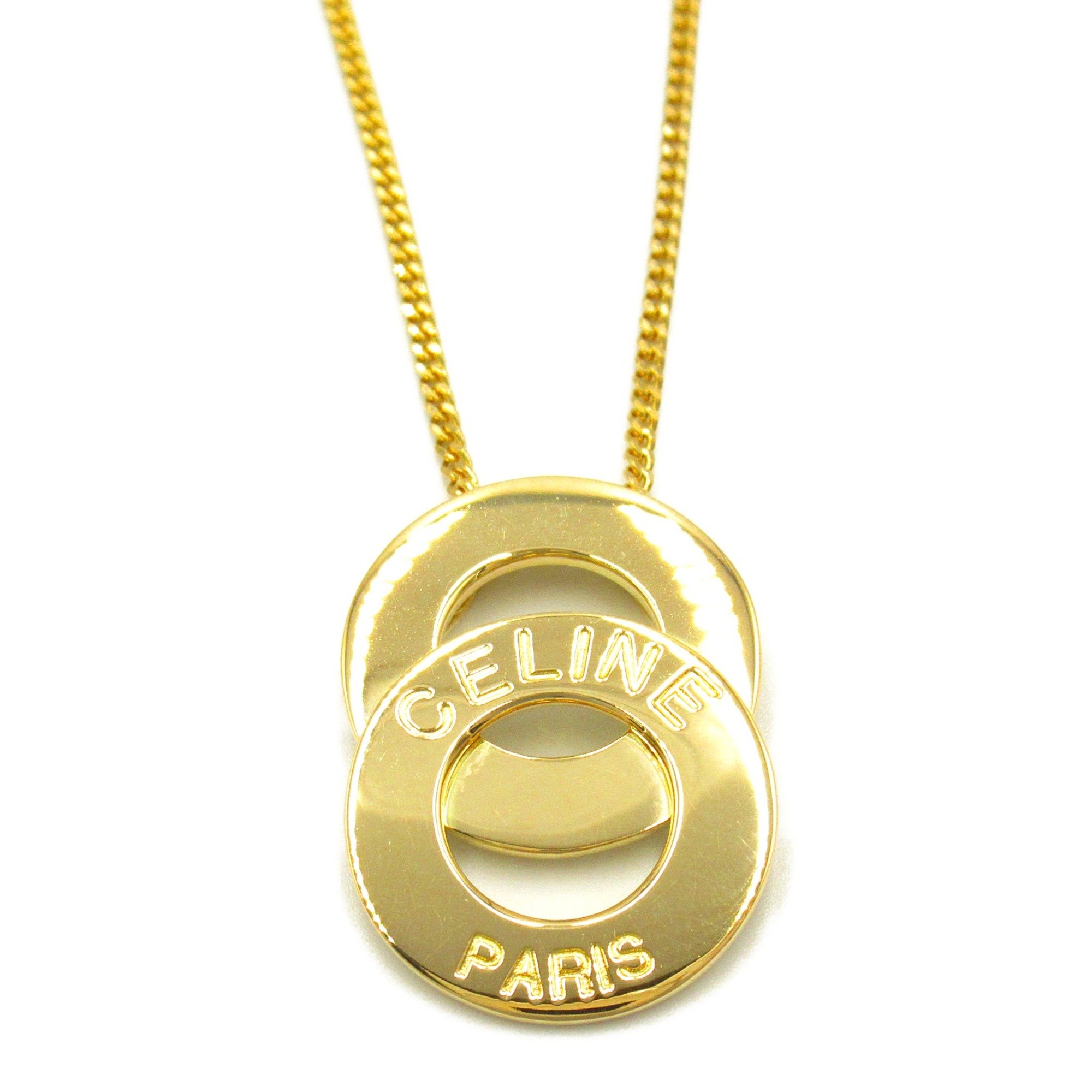 CELINE Logo Circle Necklace Gold K18 (Yellow Gold) Gold