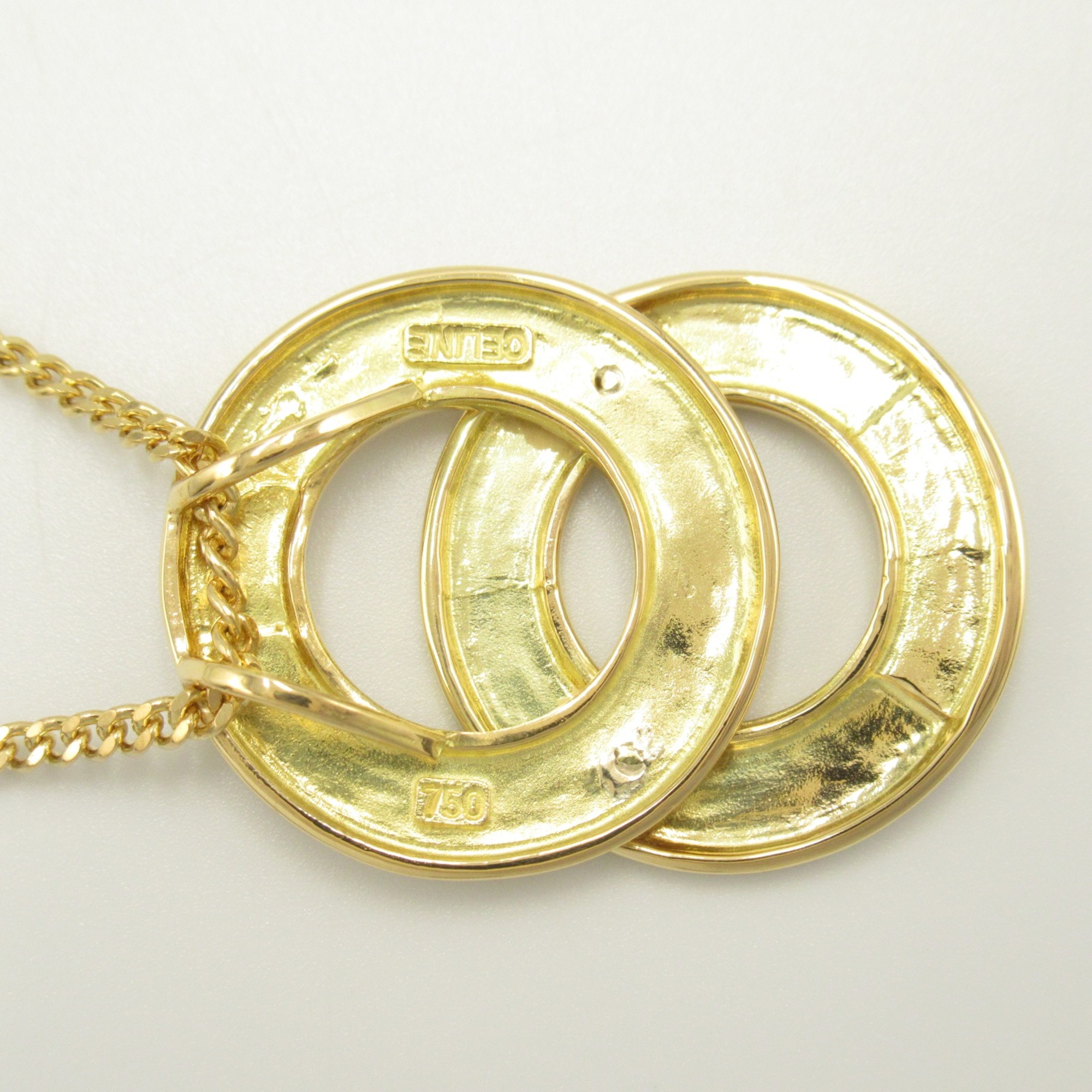 CELINE Logo Circle Necklace Gold K18 (Yellow Gold) Gold