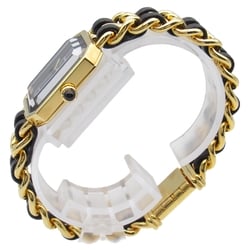 CHANEL Premiere L Wrist Watch H0001 Quartz Black Gold Plated Leather belt H0001