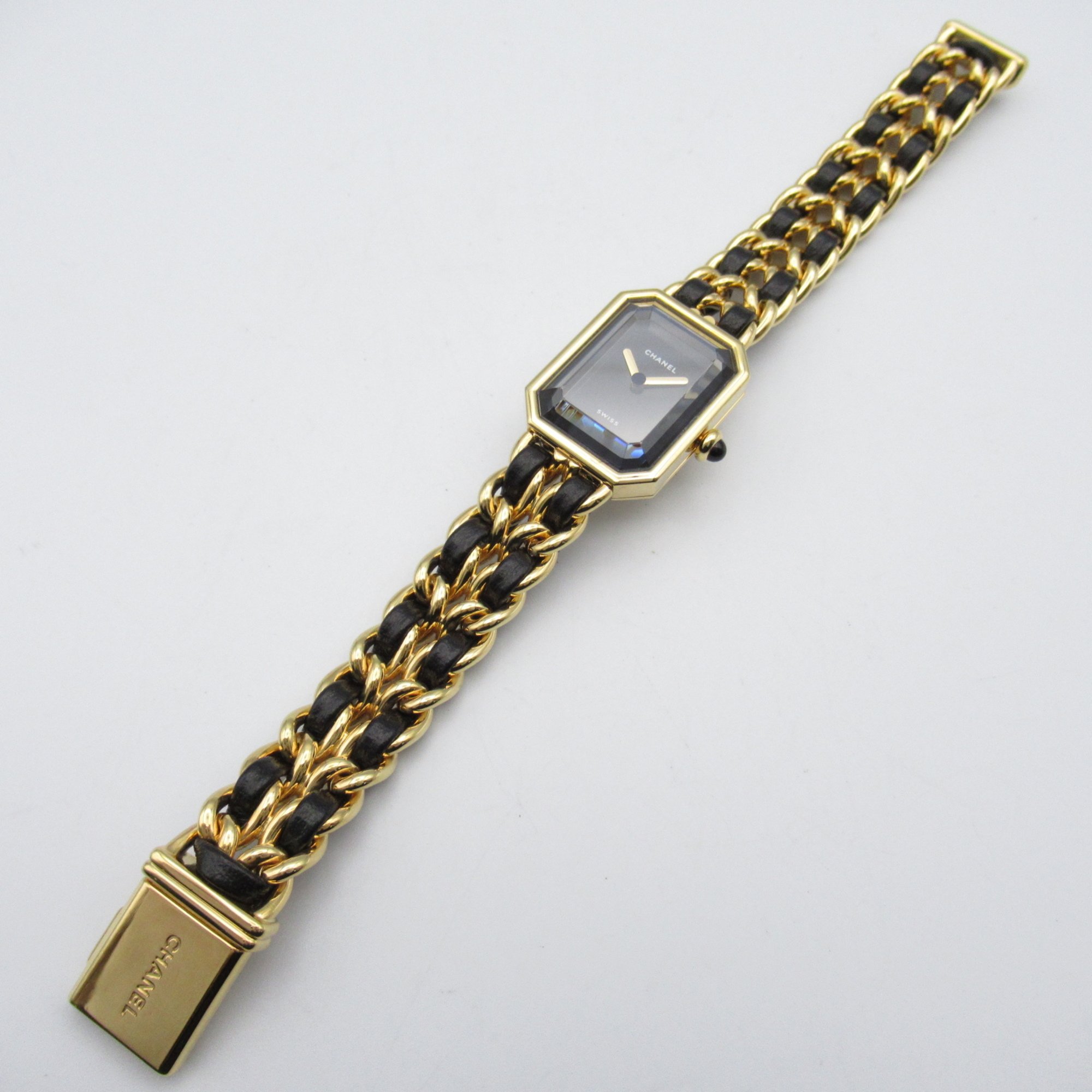 CHANEL Premiere L Wrist Watch H0001 Quartz Black Gold Plated Leather belt H0001