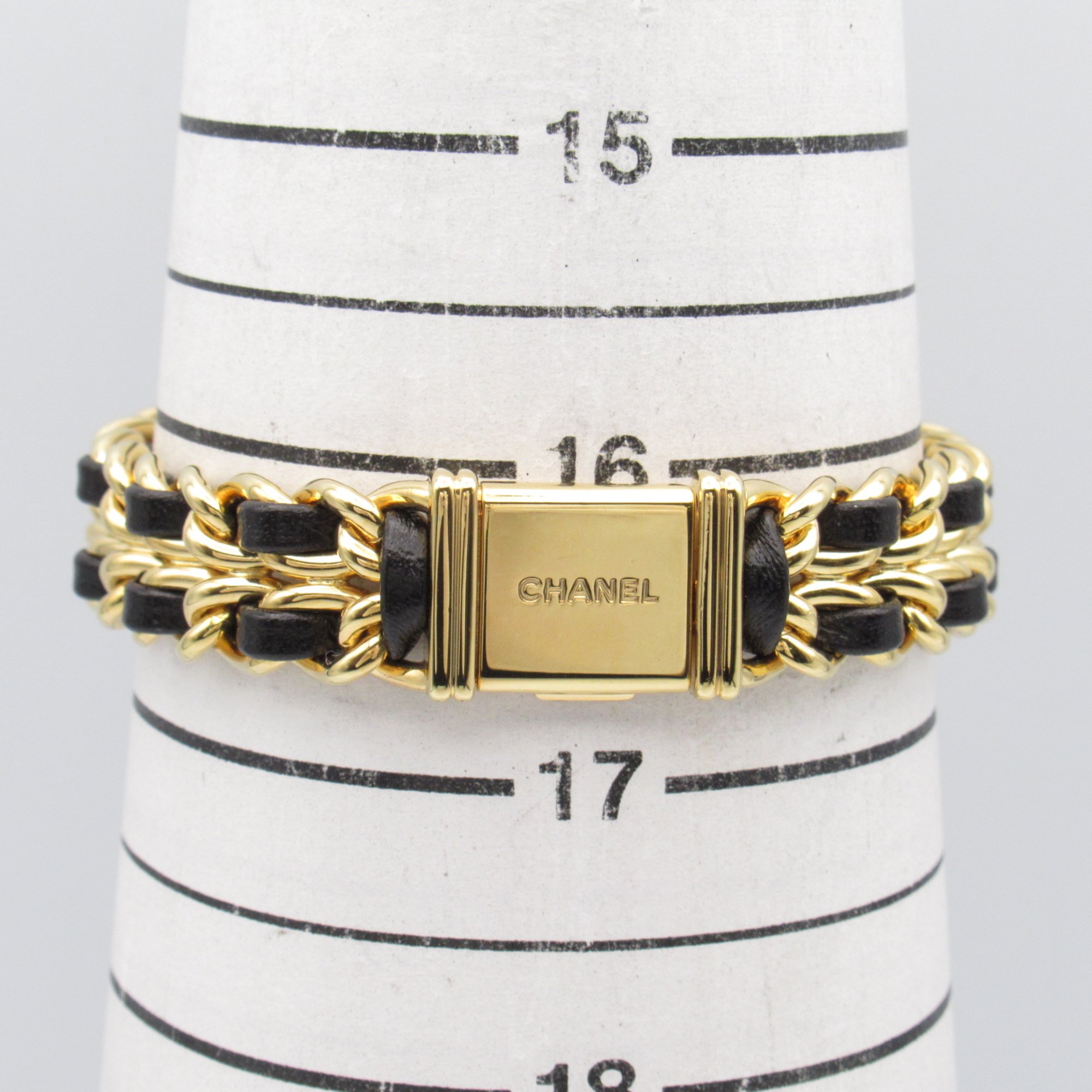 CHANEL Premiere L Wrist Watch H0001 Quartz Black Gold Plated Leather belt H0001