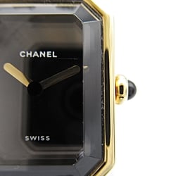 CHANEL Premiere L Wrist Watch H0001 Quartz Black Gold Plated Leather belt H0001