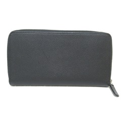 CHANEL Round long wallet Black leather