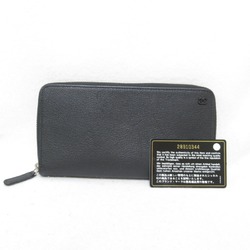 CHANEL Round long wallet Black leather