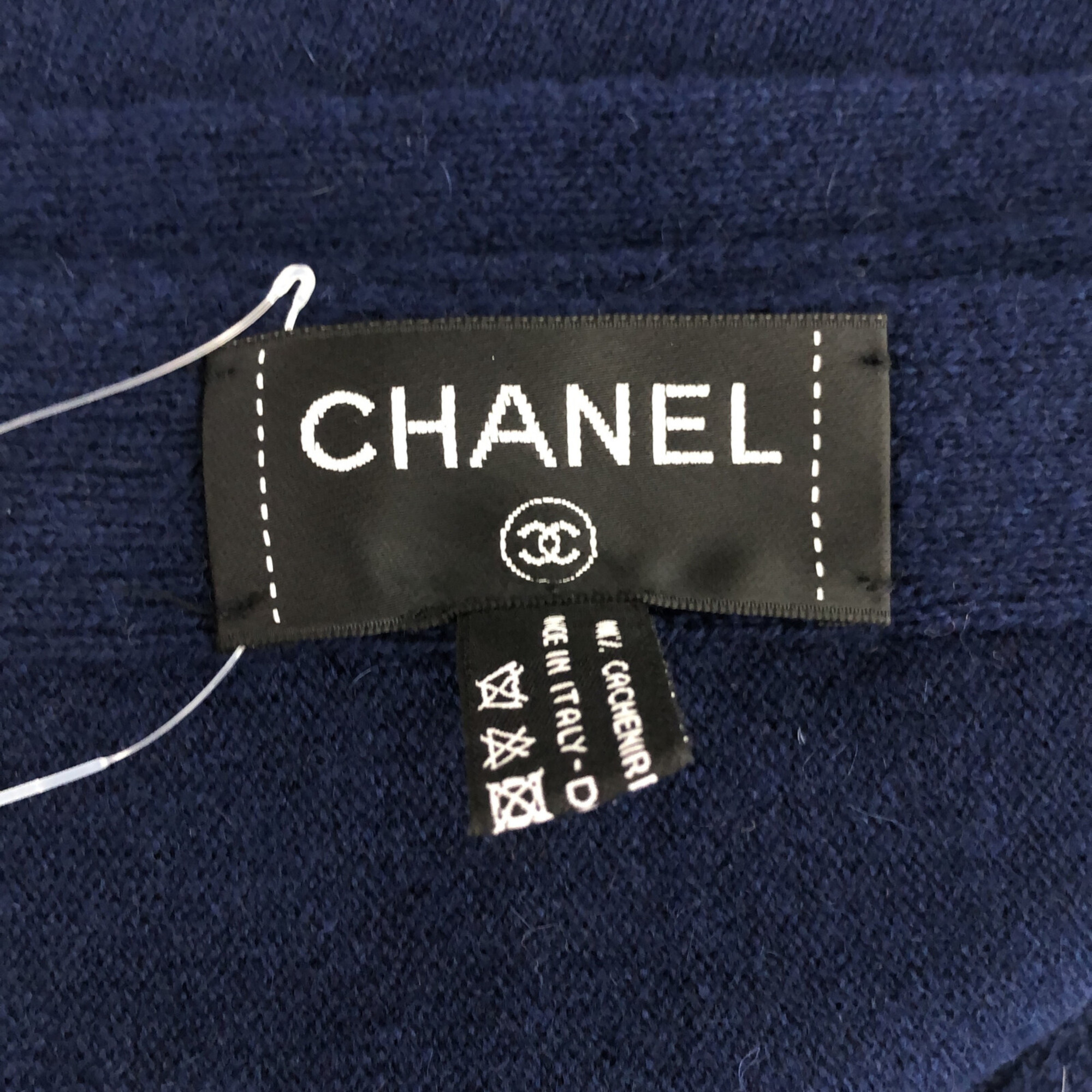 CHANEL Stole with pockets Blue cashmere