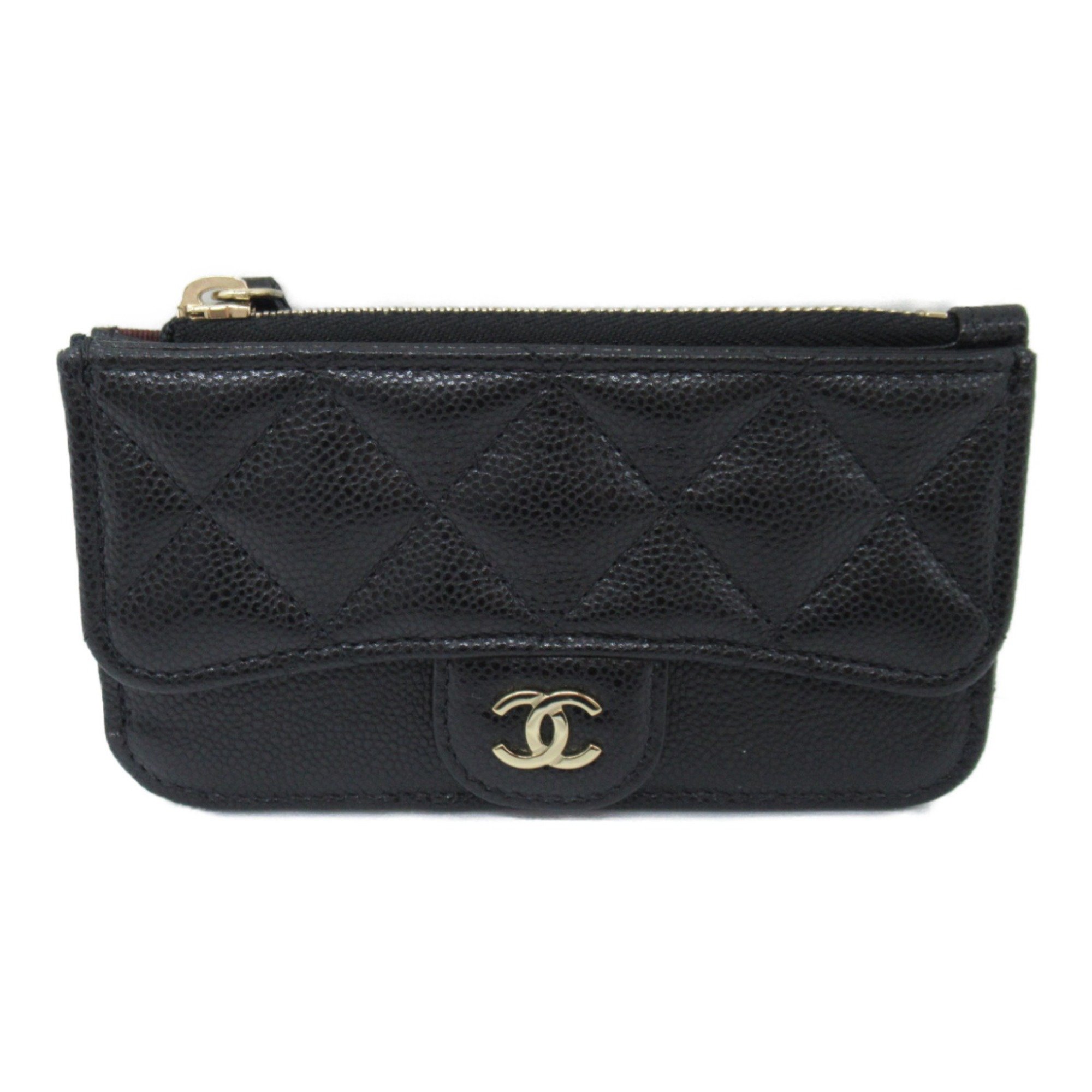 CHANEL coin purse Black Caviar Skin (Grained Calf)