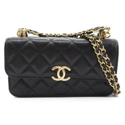 CHANEL Chain wallet Shoulder Bag Black Caviar Skin (Grained Calf) AP3106