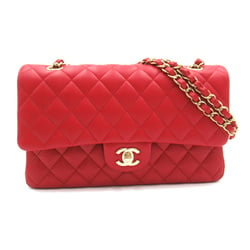 CHANEL Matelasse Double Flap ChainShoulder Red Lambskin (sheep leather)