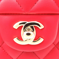 CHANEL Matelasse Double Flap ChainShoulder Red Lambskin (sheep leather)